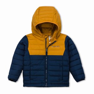 Columbia Powder Lite™ Hooded Jacka Pojkar Marinblå/Guld (WXHKA2389)